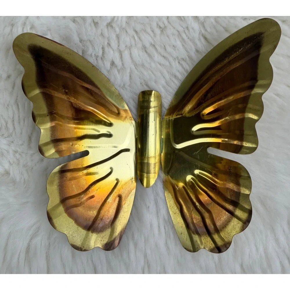 VTG Brass Butterfly Wall Art Set of 4 Mid Century Modern Gold Metal Decor Garden